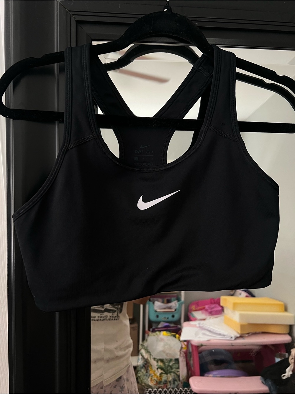 Nike Black Sports Bra with White Swoosh